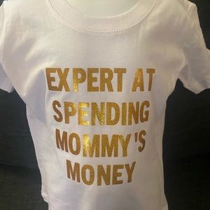 Toddler 2-4 customize shirts. Color white and gold